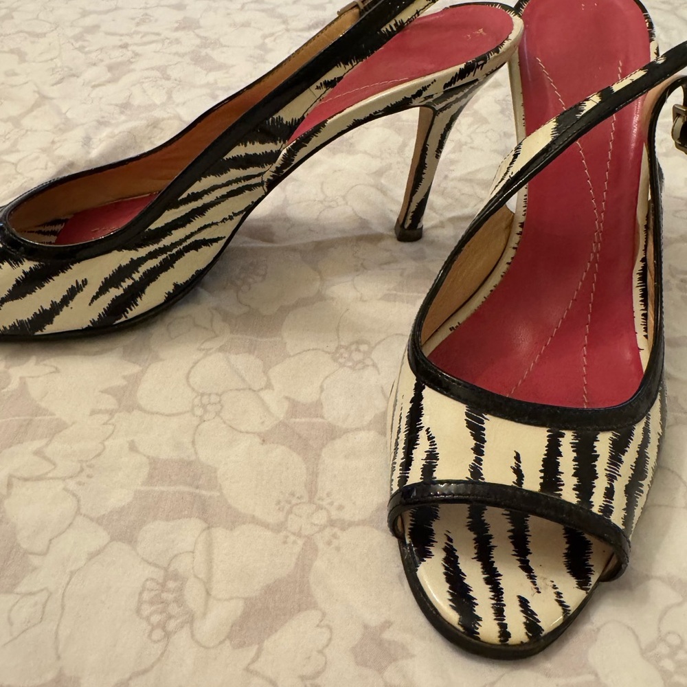 Stylish Zebra Print Slingback Heels